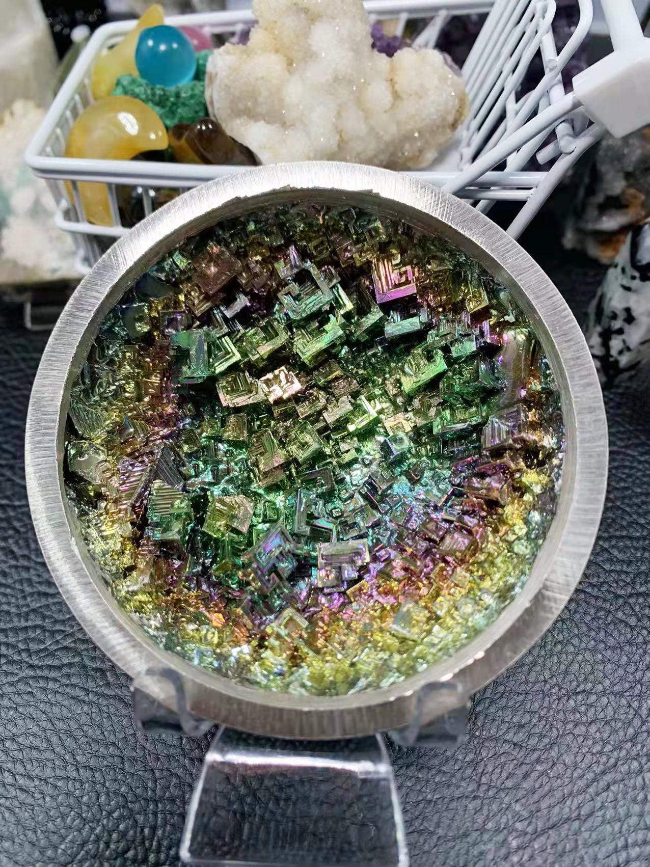 Bismuth ore crystal metal crystal bowl chemical element mineral specimen home lucky decoration gift